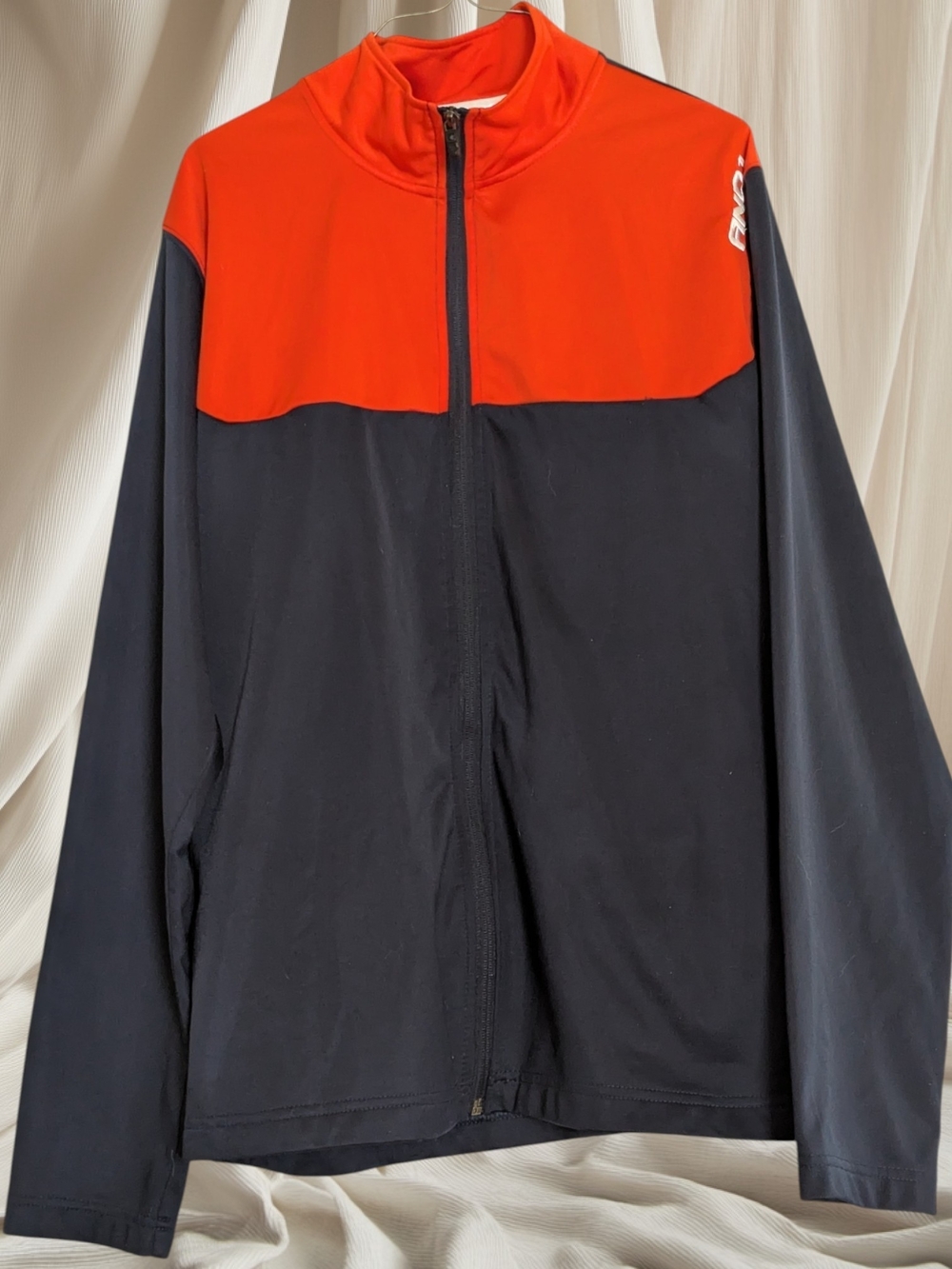 Men's And1 Blue Orange Zip-Up Athletic Jacket 2 Inside Pockets Large Collar Zip